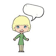 cartoon happy woman with speech bubble N209