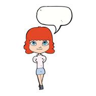 cartoon happy girl with speech bubble N71