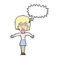 cartoon shocked woman with speech bubble N83