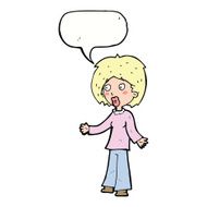 cartoon surprised woman with speech bubble N201