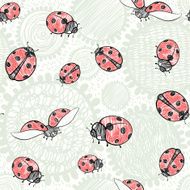 Seamless pattern with ladybugs Vector art illustration