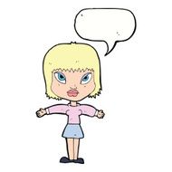 cartoon woman with outstretched arms speech bubble N8
