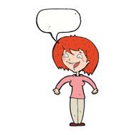 cartoon excited woman with speech bubble N111