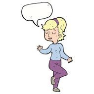 cartoon dancing woman with speech bubble N42