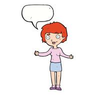 cartoon confused woman with speech bubble N69