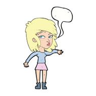 cartoon woman playing it cool with speech bubble N9