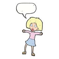 cartoon surprised woman with speech bubble N202