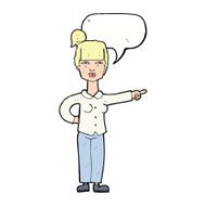 cartoon woman pointing with speech bubble N178