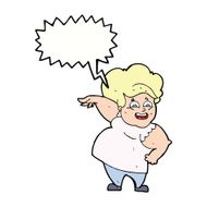 cartoon overweight woman with speech bubble N13