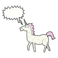 cartoon unicorn with speech bubble N34