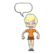 cartoon pretty woman with speech bubble N228