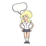 cartoon pretty woman with speech bubble N229