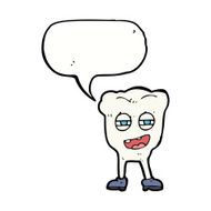 cartoon funny tooth character with speech bubble