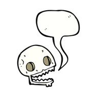 cartoon spooky skull with speech bubble N122