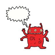 cartoon alien monster with speech bubble N9