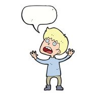 cartoon stressed boy with speech bubble N8