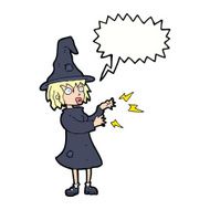 cartoon witch casting spell with speech bubble N17