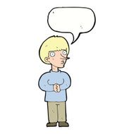 cartoon nervous man with speech bubble N114