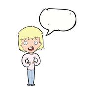 cartoon happy woman with speech bubble N211