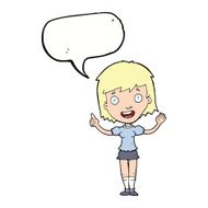 cartoon woman pointing with speech bubble N179