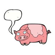 cartoon pig with speech bubble N17