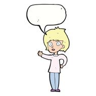cartoon happy woman with speech bubble N212