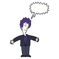cartoon happy vampire with speech bubble N33