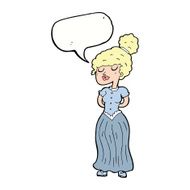 cartoon pretty victorian woman with speech bubble N8
