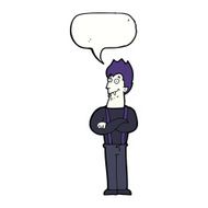 cartoon happy vampire with speech bubble N34