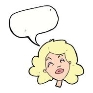 cartoon happy female face with speech bubble N151