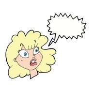 cartoon shocked female face with speech bubble N9