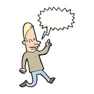 cartoon happy man pointing with speech bubble N51