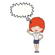 cartoon woman with idea speech bubble N208