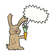 cartoon rabbit with carrot speech bubble N8
