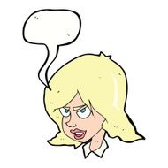 cartoon annoyed woman with speech bubble N152