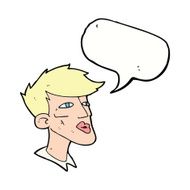 cartoon male model guy with speech bubble N9