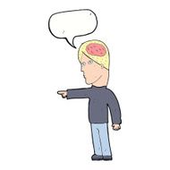 cartoon clever man pointing with speech bubble N8