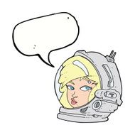 cartoon female astronaut with speech bubble N25