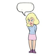 cartoon confused woman with speech bubble N70
