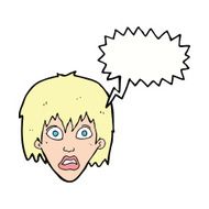 cartoon frightened woman with speech bubble N26