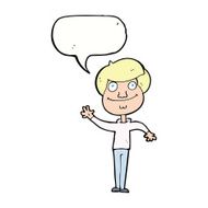 cartoon happy man waving with speech bubble N33