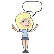 cartoon woman with idea speech bubble N210