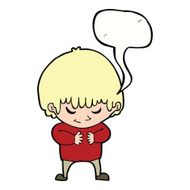cartoon shy boy with speech bubble N17