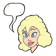 cartoon pretty woman with speech bubble N230