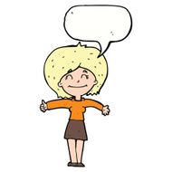 cartoon woman giving thumbs up sign with speech bubble N9