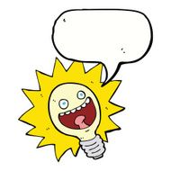 cartoon lightbulb with speech bubble