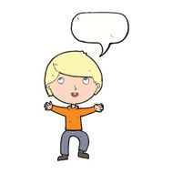 Cartoon happy boy with speech bubble N194