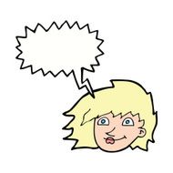 cartoon female face with speech bubble N122