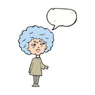 cartoon old lady with speech bubble N9