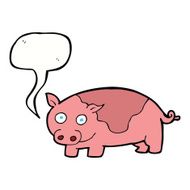 cartoon pig with speech bubble N18